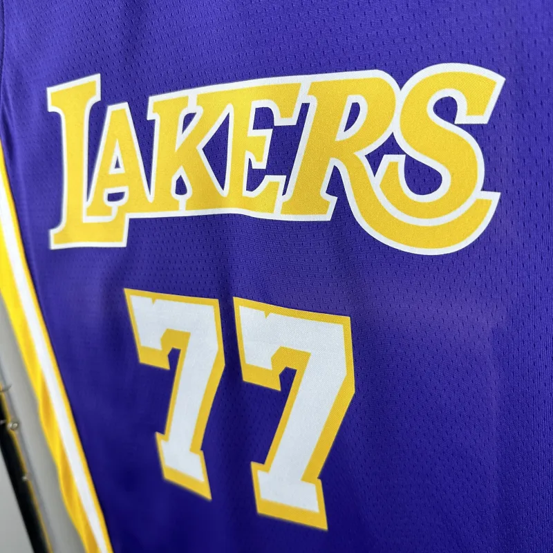 Los Angeles Lakers V-Neck Luka Doncic #77 Purple Men’s Jersey