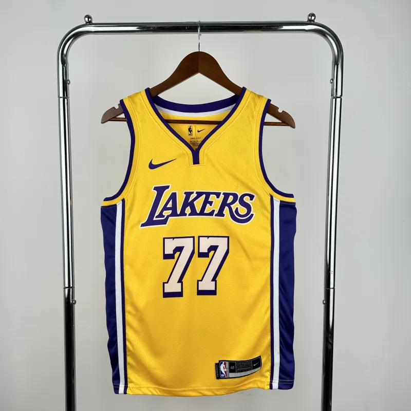 Maglia da uomo Los Angeles Lakers con scollo a V Luka Doncic #77 Giallo