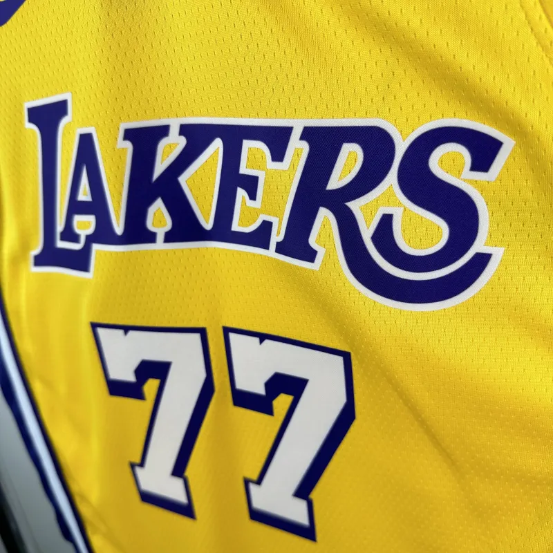 Maglia da uomo Los Angeles Lakers con scollo a V Luka Doncic #77 Giallo