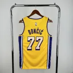 Maglia da uomo Los Angeles Lakers con scollo a V Luka Doncic #77 Giallo