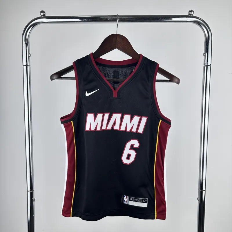 Miami Heat V-Neck LeBron James #6 Youth Black Jersey