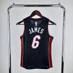 Miami Heat V-Neck LeBron James #6 Youth Black Jersey