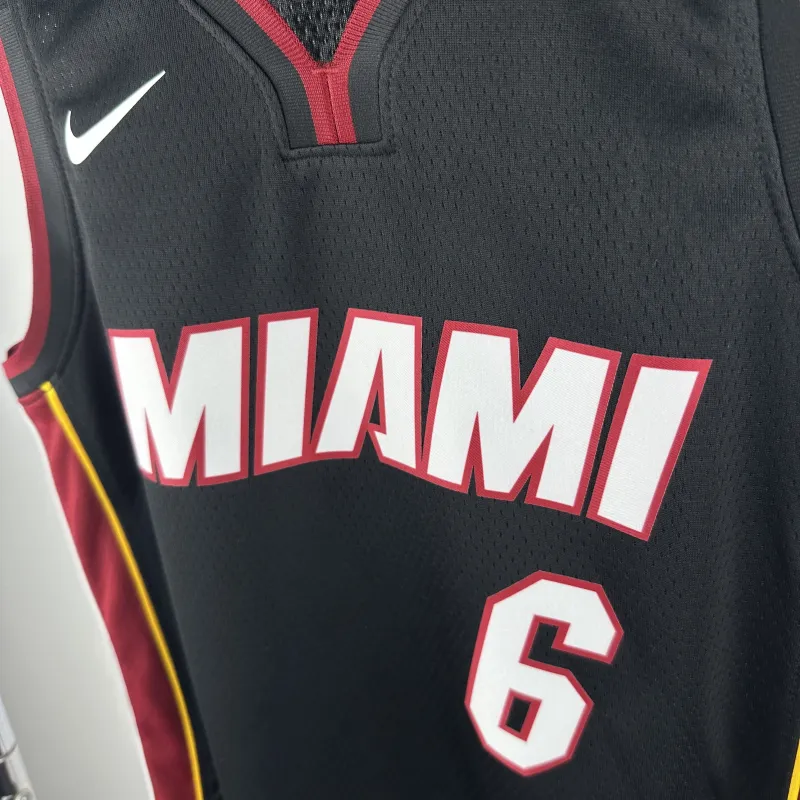 Miami Heat V-Neck LeBron James #6 Youth Black Jersey