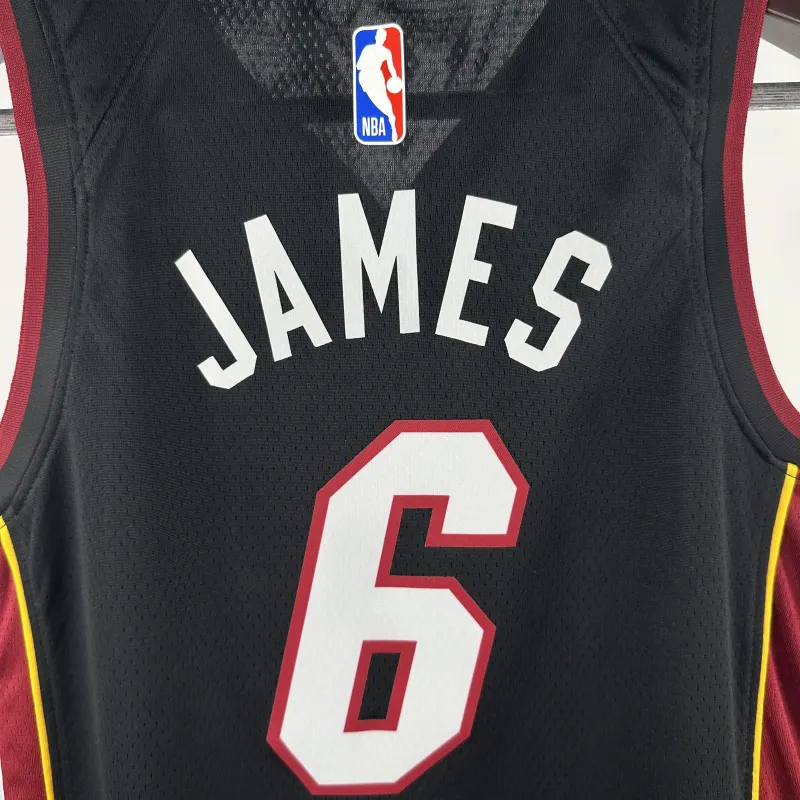 Miami Heat V-Neck LeBron James #6 Youth Black Jersey