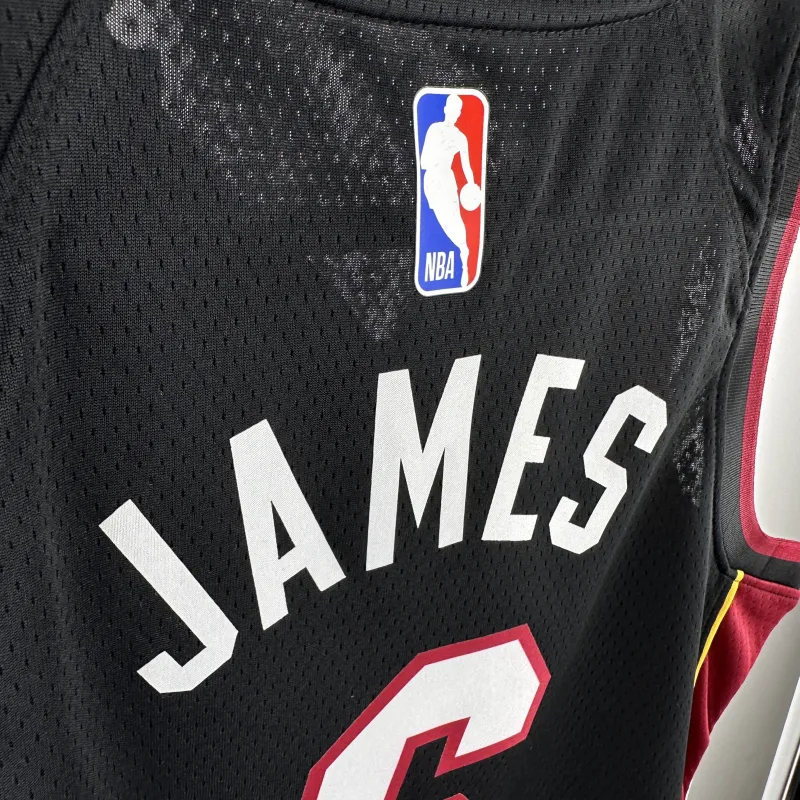 Miami Heat V-Neck LeBron James #6 Youth Black Jersey