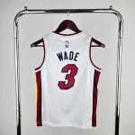 Maillot blanc pour enfant Miami Heat à col en V Dwyane Wade #3