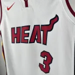 Maillot blanc pour enfant Miami Heat à col en V Dwyane Wade #3