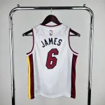Miami Heat V-Neck LeBron James #6 Youth White Jersey