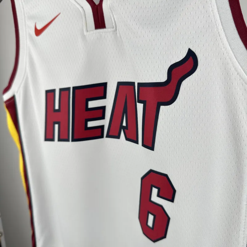 Miami Heat V-Neck LeBron James #6 Youth White Jersey