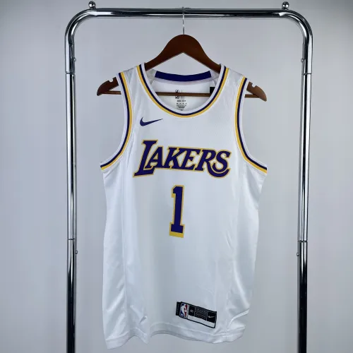 Camisola de homem branca dos Los Angeles Lakers D'Angelo Russell #1