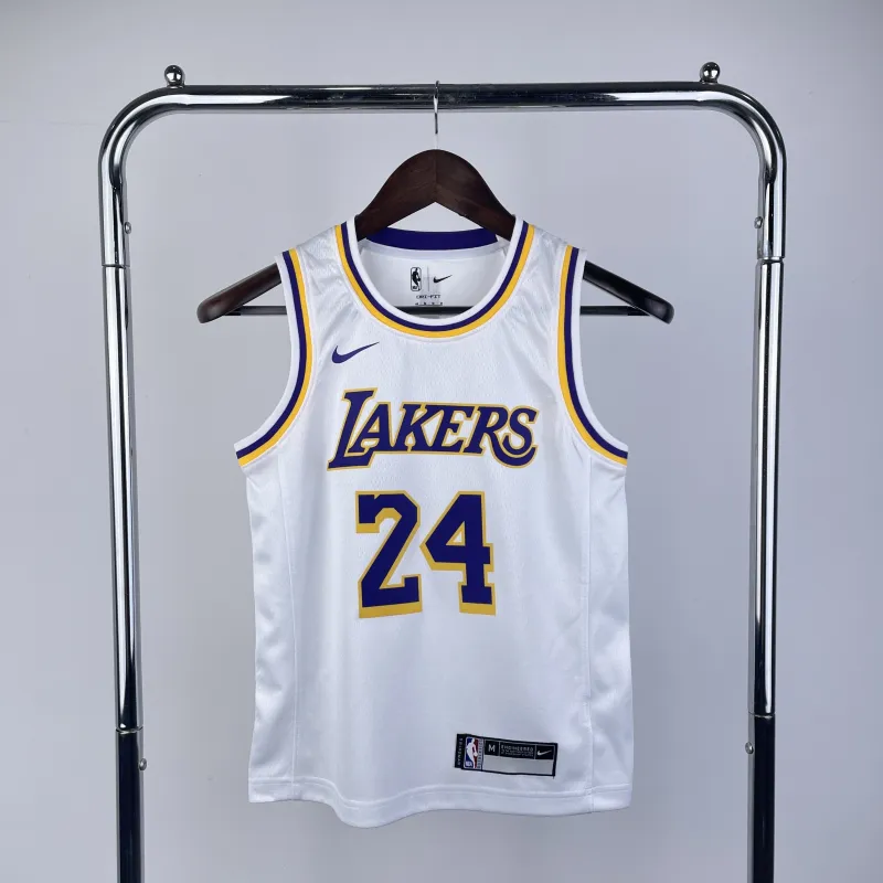 Los Angeles Lakers Kobe Bryant #24 Youth White Jersey