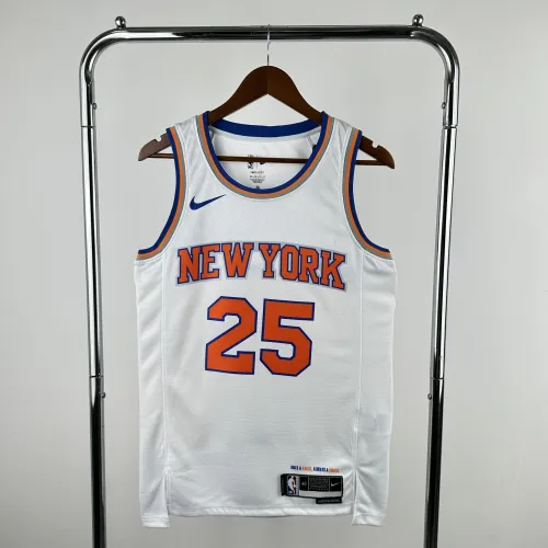 Maglia bianca dei New York Knicks di Mikal Bridges #25 | Maglia da swingman NBA