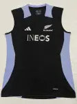 2024 Nuova Zelanda All Blacks Maglia nera con pannelli laterali azzurri senza maniche Maglia Nuova Zelanda All Blacks 2024 nera con pannelli laterali azzurri senza maniche.