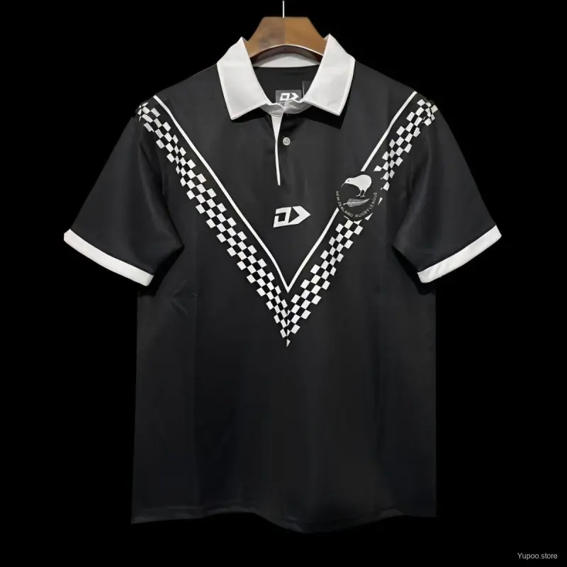 2024 Neuseeland Kiwis Schwarz mit Schachbrett V-Muster Trikot
