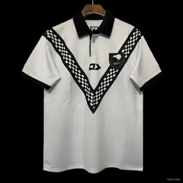 Maillot blanc à damier noir en V des Kiwis de Nouvelle-Zélande 2024