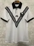 Jersey 2024 dos Kiwis da Nova Zelândia branco com padrão em V xadrez preto
