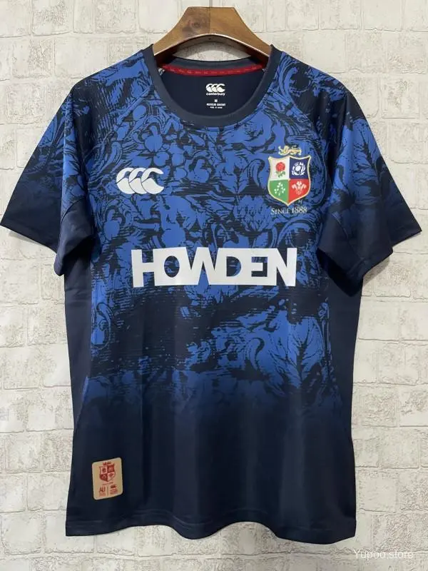 Maglia dei British & Irish Lions 2025 blu navy con motivi blu