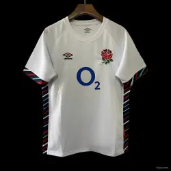 US24.99 - 2025 England White with Diagonal Stripe Pattern Home Jersey