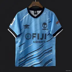 US24.99 - 2025 Fiji 7s Sky Blue with Ocean Wave Pattern Jersey