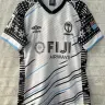 2025 Fiji 7s White with Wave Pattern and Traditional Tapa Cloth Design Jersey