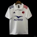 2025 Frankrijk Wit met Blauw en Rode Strepen Away Jersey Wedstrijdshirt Frankrijk 2025: wit met blauwe en rode strepen (uittenue)