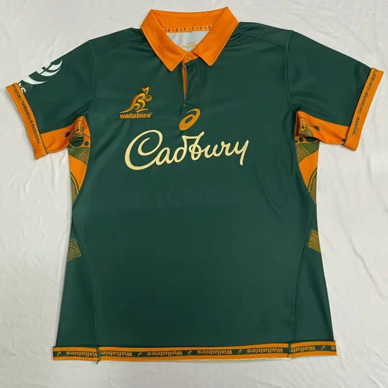 2026 Australia Wallabies Jersey Verde con Diseño de Arte Indígena