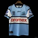 2026 Cronulla Sharks NRL Azul celeste com argolas brancas Away Jersey 2026 Cronulla Sharks NRL Sky Blue with White Hooped Away Jersey