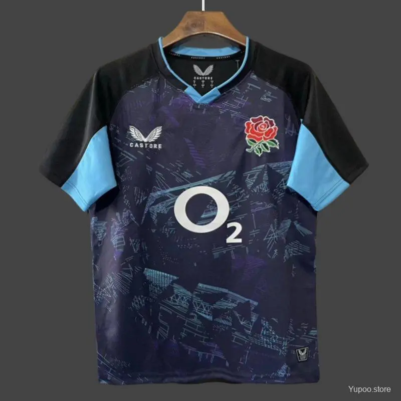 2026 England Rugby Navy with Blue Digital Cityscape Pattern Jersey
