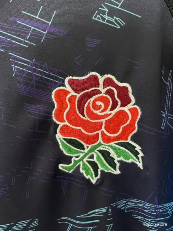2026 England Rugby Navy with Blue Digital Cityscape Pattern Jersey