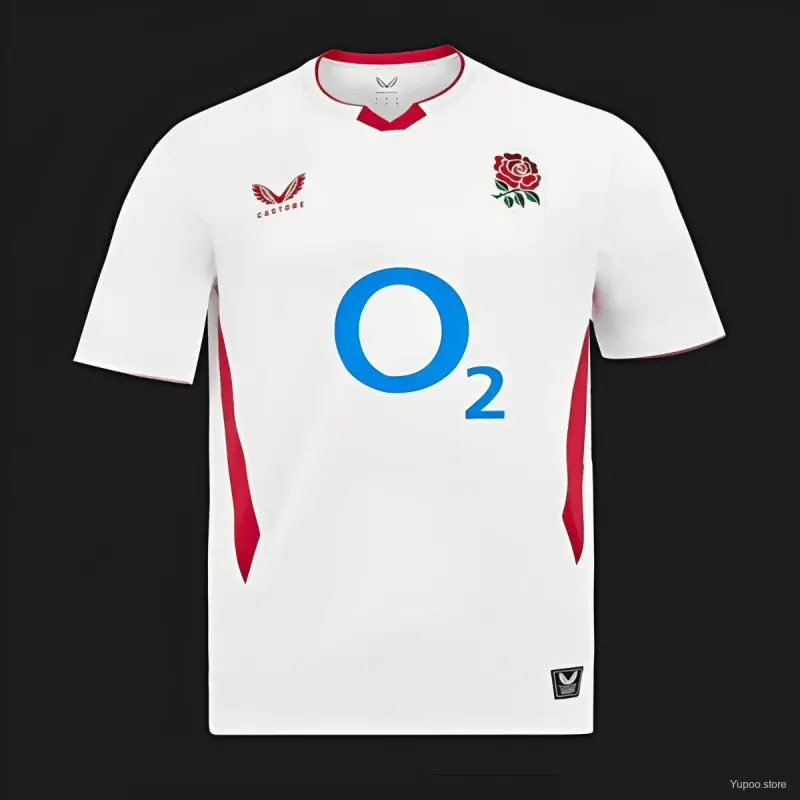 2026 England White with Red Side Panel Rugby Jersey