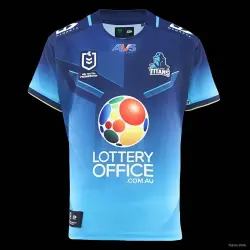 US24.99 - 2026 Gold Coast Titans Navy to Sky Blue Gradient with Geometric Pattern Home Jersey