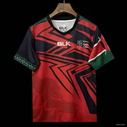 2026 Kenya Red with Black Geometric Stripes and Green Sleeves Jersey - product photo US24.99 - 2026 Kenya Red with Black Geometric Stripes and Green Sleeves Jersey