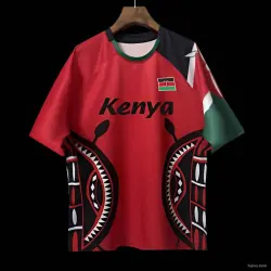 2026 Kenya Red with Maasai Shield Graphic Jersey - product photo US24.99 - 2026 Kenya Red with Maasai Shield Graphic Jersey