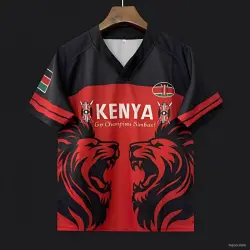 2026 Kenya Simbas Red with Double Lion Design Jersey - product photo US24.99 - 2026 Kenya Simbas Red with Double Lion Design Jersey