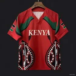 2026 Kenya Simbas Red with Maasai Shield Pattern Jersey - product photo US24.99 - 2026 Kenya Simbas Red with Maasai Shield Pattern Jersey