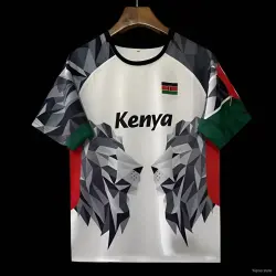 2026 Kenya White Geometric Lion Jersey - product photo US24.99 - 2026 Kenya White Geometric Lion Jersey