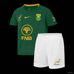 US24.99 - 2026 Kids South Africa Home Springboks Green with Gold Trim Rugby Jersey
