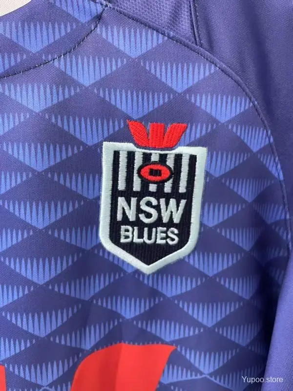 2026 Blues de Nova Gales do Sul Gradiente de azul real a azul celeste com padrão de diamante Jersey para mulher