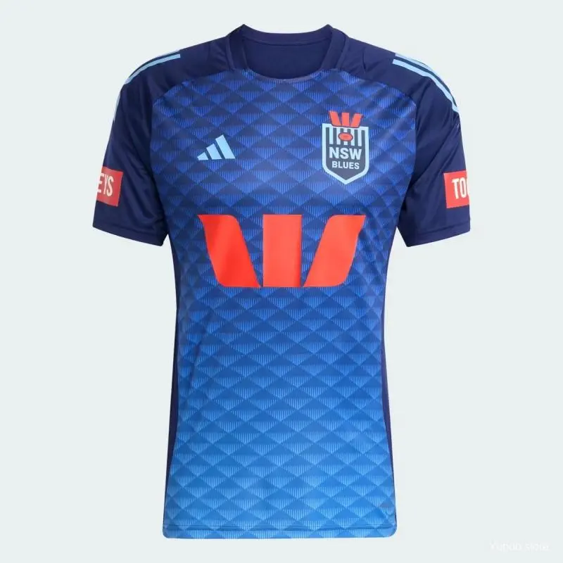 2026 Blues de Nova Gales do Sul Gradiente de azul real a azul celeste com padrão de diamante Jersey para mulher