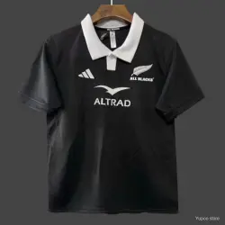 2026 New Zealand All Blacks Black with White Collar Jersey - product photo US24.99 - 2026 New Zealand All Blacks Black with White Collar Jersey