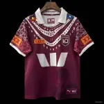 Camiseta 2026 Queensland Maroons Granate con motivos culturales indígenas Camiseta de los Queensland Maroons de 2026, de color marrón con motivos culturales indígenas