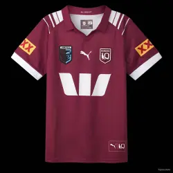 Camiseta de los Queensland Maroons de 2026, de color marrón con rayas blancas - foto del producto 24,99 dólares estadounidenses - Camiseta de los Queensland Maroons de 2026, de color granate con rayas blancas