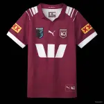 2026 Camisola Queensland Maroons castanha com riscas brancas Camisola Queensland Maroons 2026 castanha com riscas brancas
