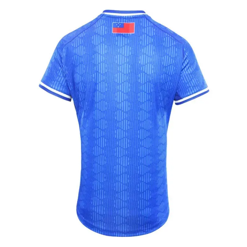 2026 Samoa Rugby League Blauw met Traditioneel Polynesisch Patroon Jersey