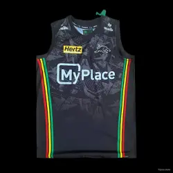 24/25 Penrith Panthers Black with Indigenous Design Singlet - product photo US24.99 - 24/25 Penrith Panthers Black with Indigenous Design Singlet