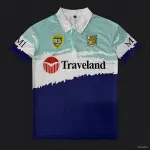 Maillot de l'équipe australienne de rugby à XIII 2025/2026 : bleu sarcelle, blanc et bleu marine, avec motif de coups de pinceau 25/26 Australia Rugby League Team Teal White Navy with Brush Stroke Design Jersey