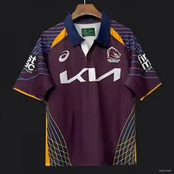 25/26 Brisbane Broncos Maroon with Blue Striped Sleeves and Gold Geometric Jersey - product photo US24.99 - 25/26 Brisbane Broncos Maroon with Blue Striped Sleeves and Gold Geometric Jersey