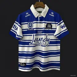 Camisa com riscas azuis e brancas dos Canterbury-Bankstown Bulldogs 25/26 - foto do produto 24,99 dólares americanos - Camisola com riscas azuis e brancas dos Canterbury-Bankstown Bulldogs, n.º 25/26