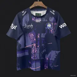 25/26 Canterbury Bankstown Bulldogs Navy with Purple and Pink Abstract Art Pattern Jersey - product photo US24.99 - 25/26 Canterbury Bankstown Bulldogs Navy with Purple and Pink Abstract Art Pattern Jersey