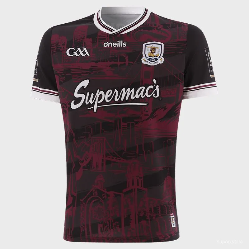 25/26 Galway GAA Kastanienbraun mit Stadtbild-Muster Trikot